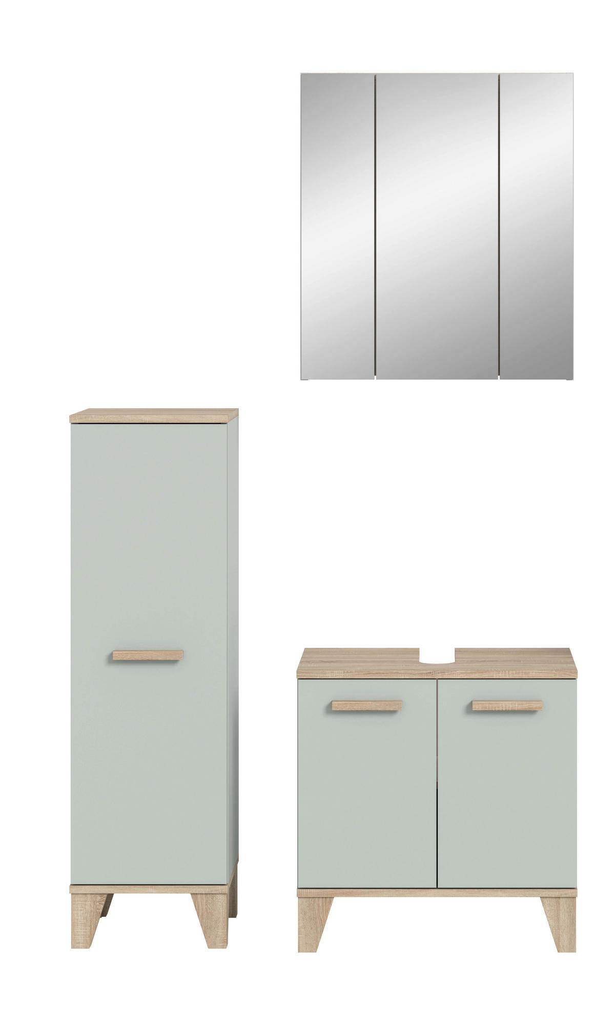 Badezimmer-Set STAR hellgrün Eiche hell Nachbildung B/H/T: ca. 109x190x34 cm STAR - hellgrün (109,00/190,00/34,00cm) - xonox.home