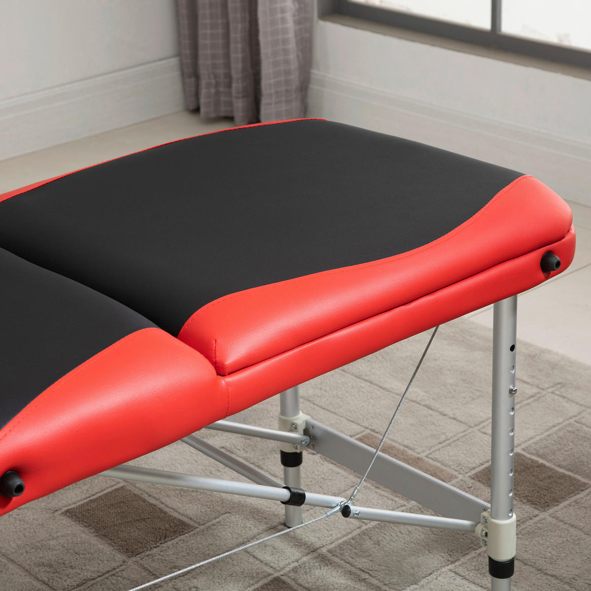 HOMCOM Massageliege rot PVC B/H/L: ca. 60x215x84 cm Massageliege - rot/schwarz (84,00/60,00/215,00cm) - HOMCOM