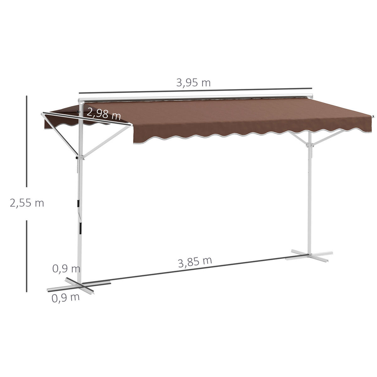 Outsunny Markise braun B/H/L: ca. 298x395x255 cm Standmarkise - braun (255,00/298,00/395,00cm) - Outsunny