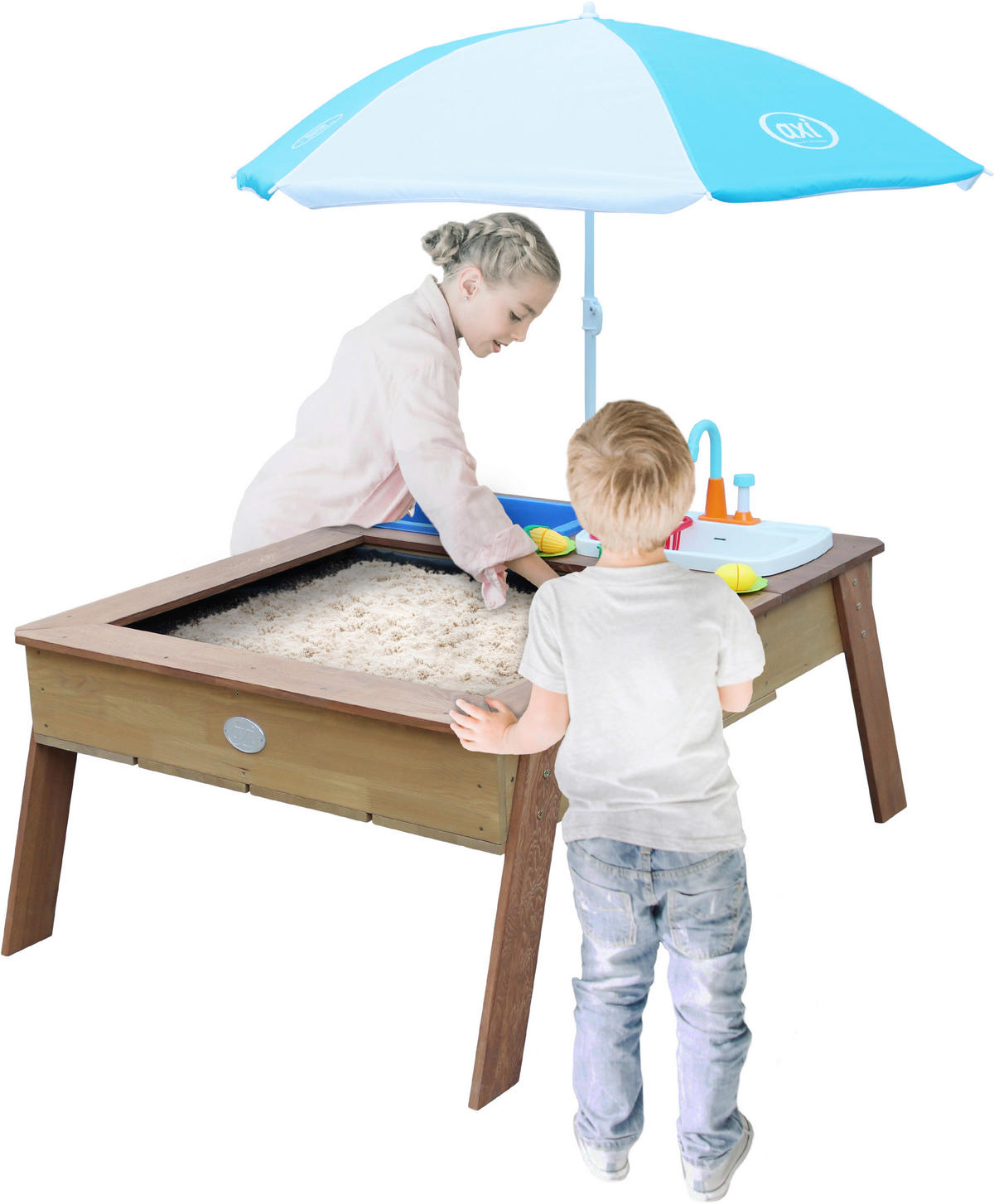 AXI Sand & Wassertisch Linda braun B/H/L: ca. 94x50x125 cm Linda - braun/blau (125,00/94,00/50,00cm) - AXI