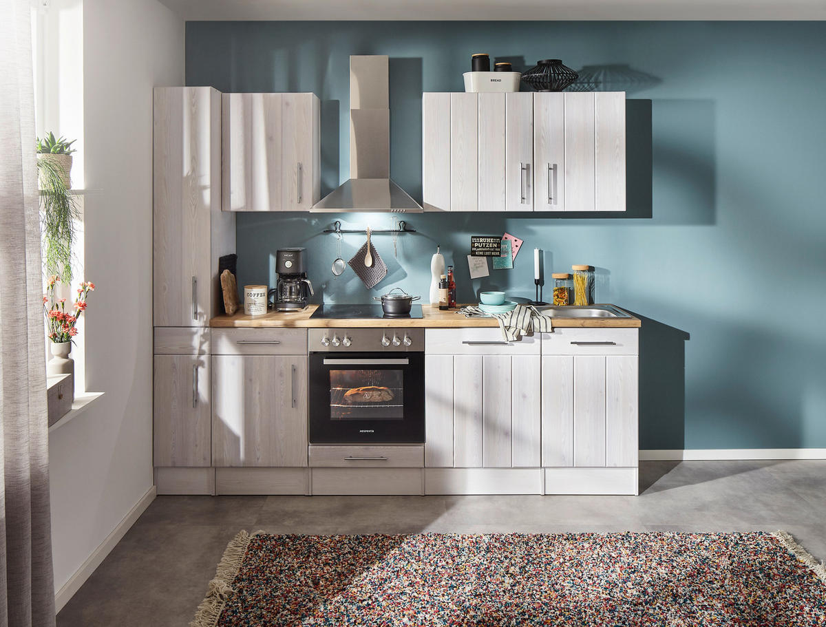 Respekta Küchenblock Premium weiß matt B/H/T: ca. 250x211x60 cm Premium - weiß (250,00/211,00/60,00cm) - Respekta