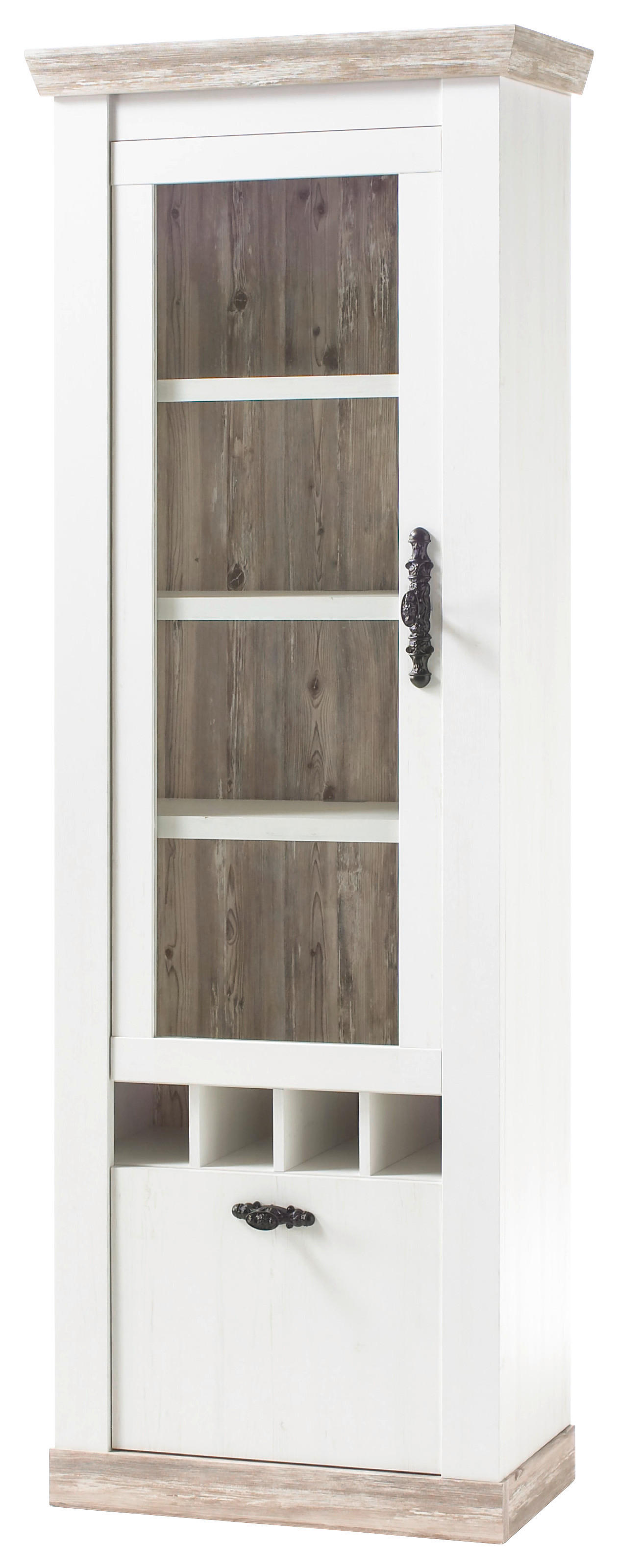 Vitrine Florenz weiß Pinie B/H/T: ca. 70x201x37 cm Florenz - weiß (70,00/201,00/37,00cm)