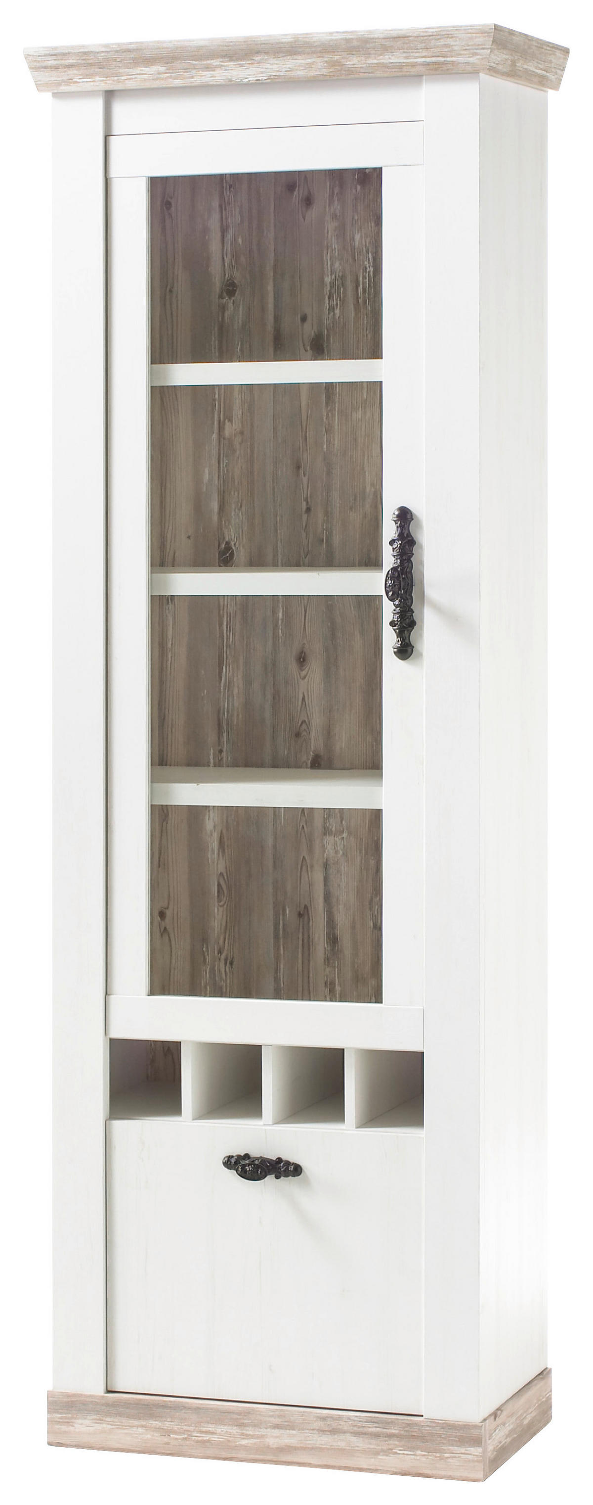 Vitrine Florenz weiß Pinie B/H/T: ca. 70x201x37 cm Florenz - weiß (70,00/201,00/37,00cm)