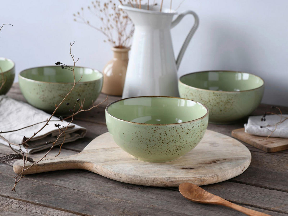 CreaTable Schüssel-Set Nature Collection Green grün Steinzeug Nature Collection Green - grün - CreaTable