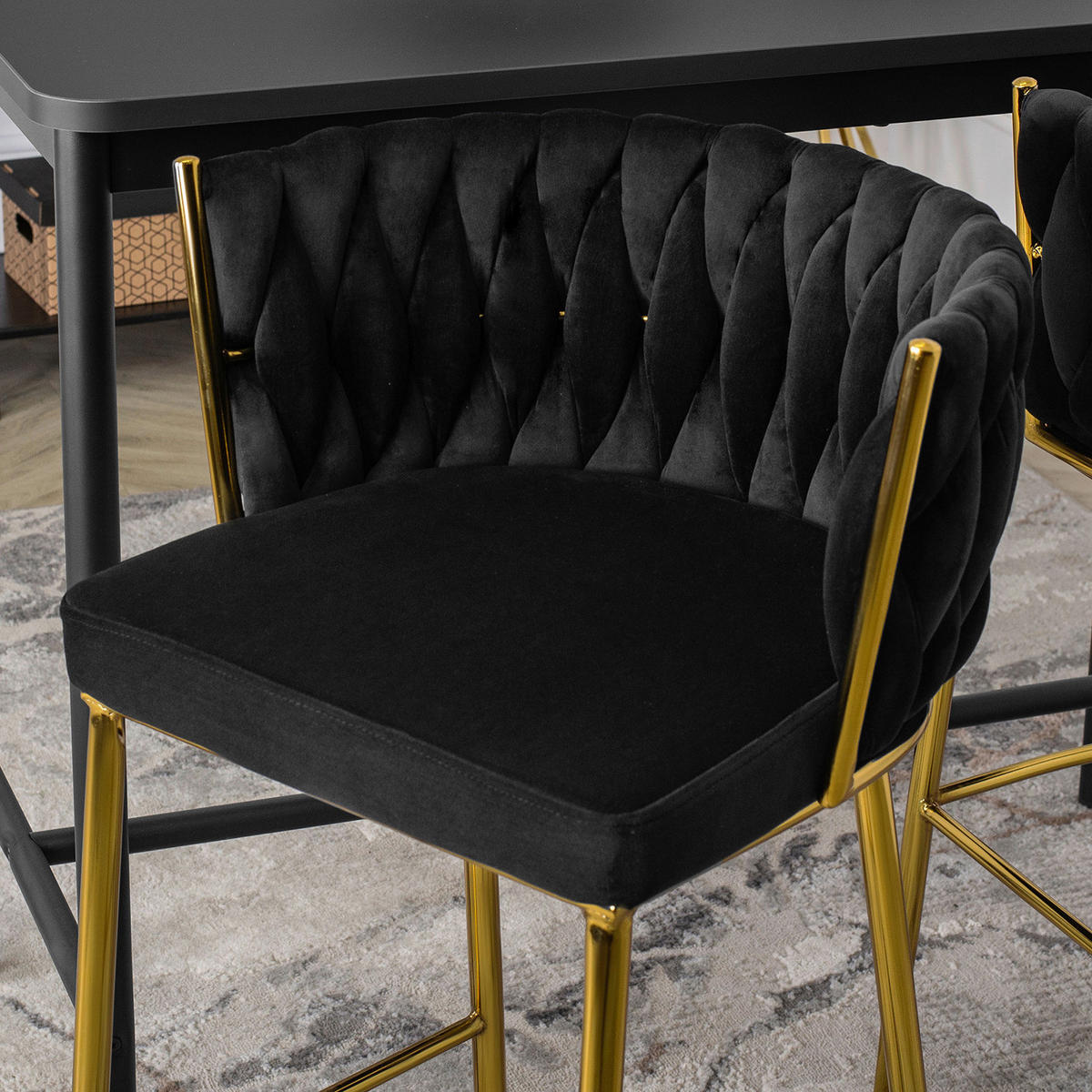 Barhocker FLORES schwarz Velourstoff B/H/T: ca. 60x104,5x56 cm FLORES - schwarz (60,00/104,50/56,00cm) - WIPMEB