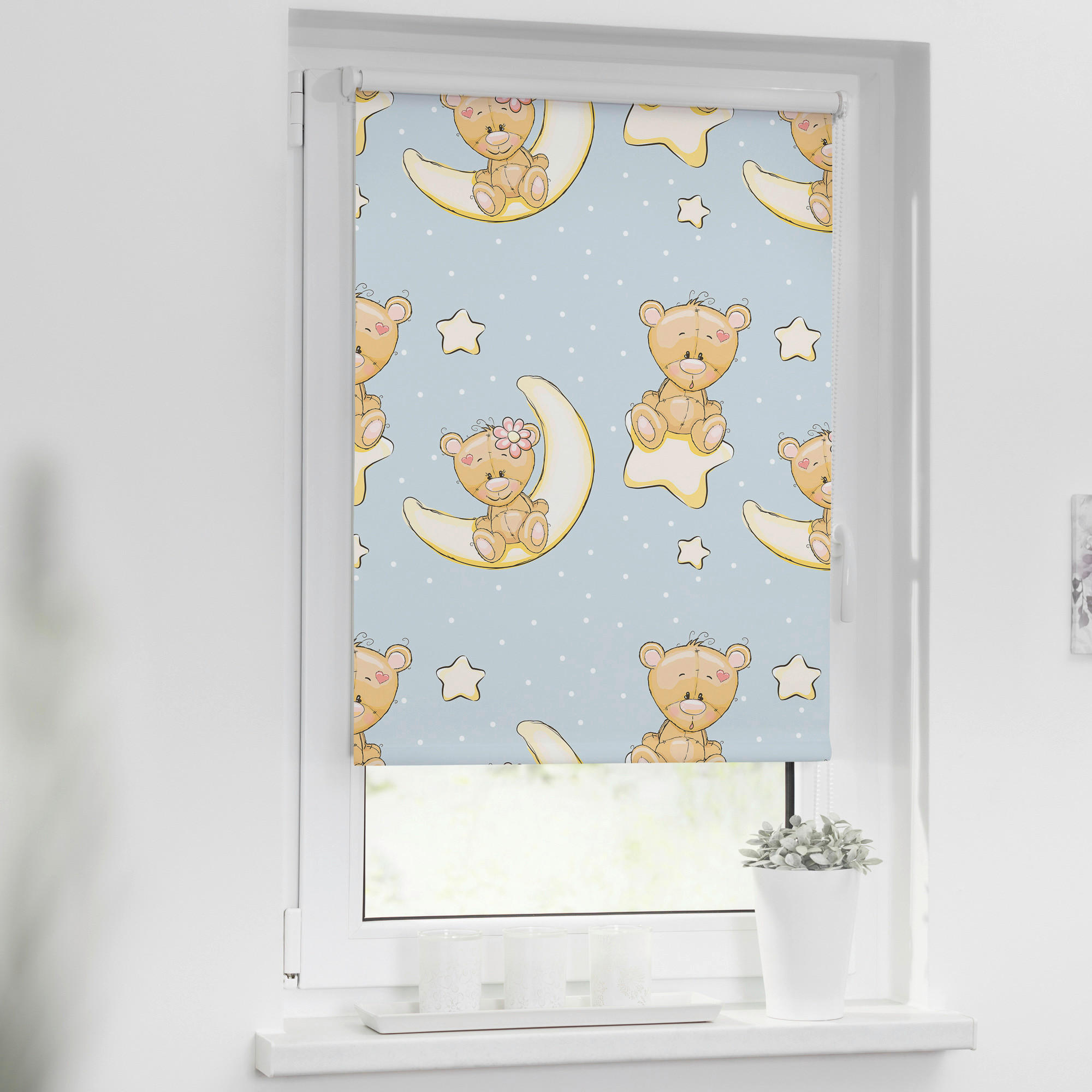 Verdunkelungsrollo Bärchen blau B/L: ca. 70x150 cm günstig online kaufen