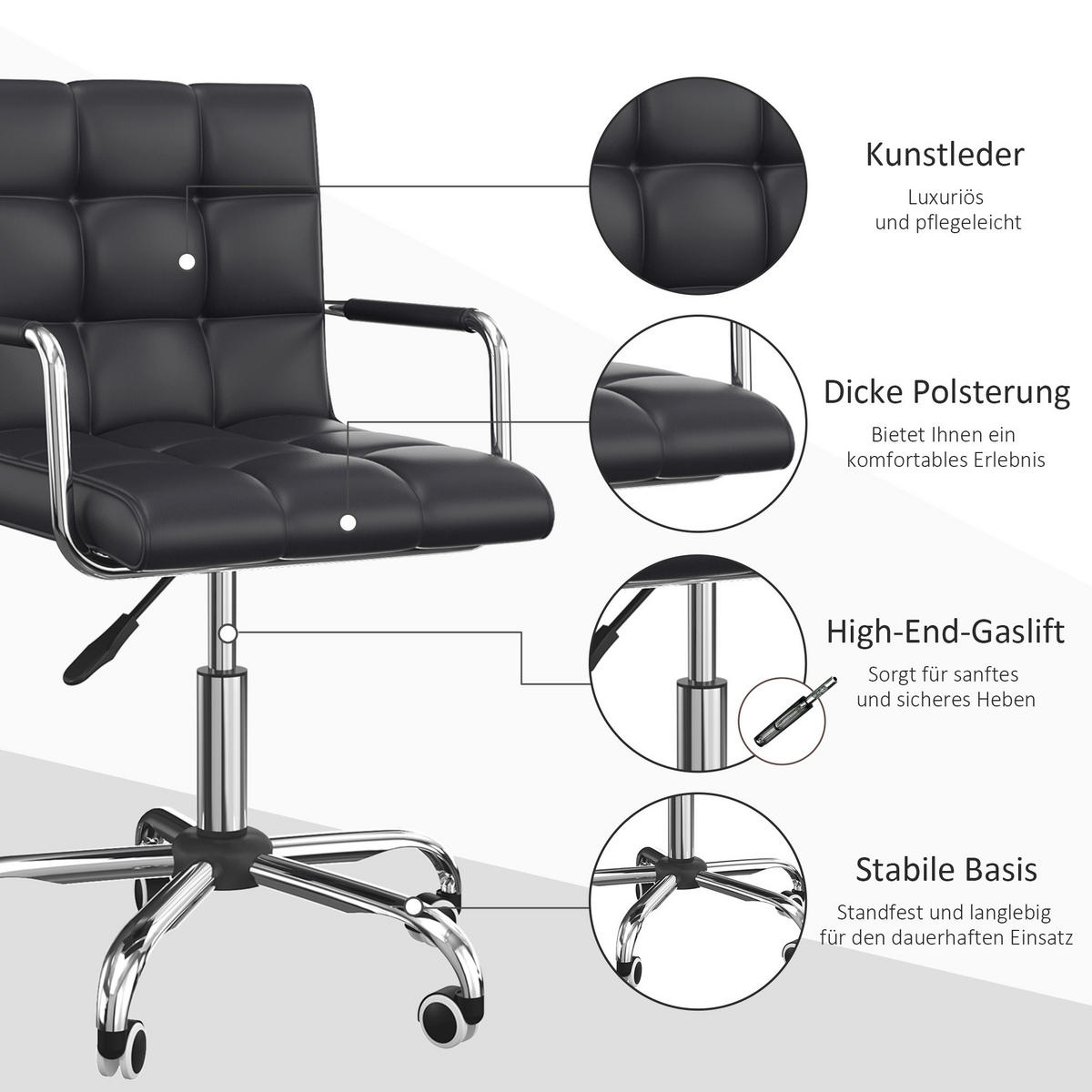 Drehstuhl 02-0697 schwarz 02-0697 - schwarz (52,50/84,00/54,00cm) - HOMCOM