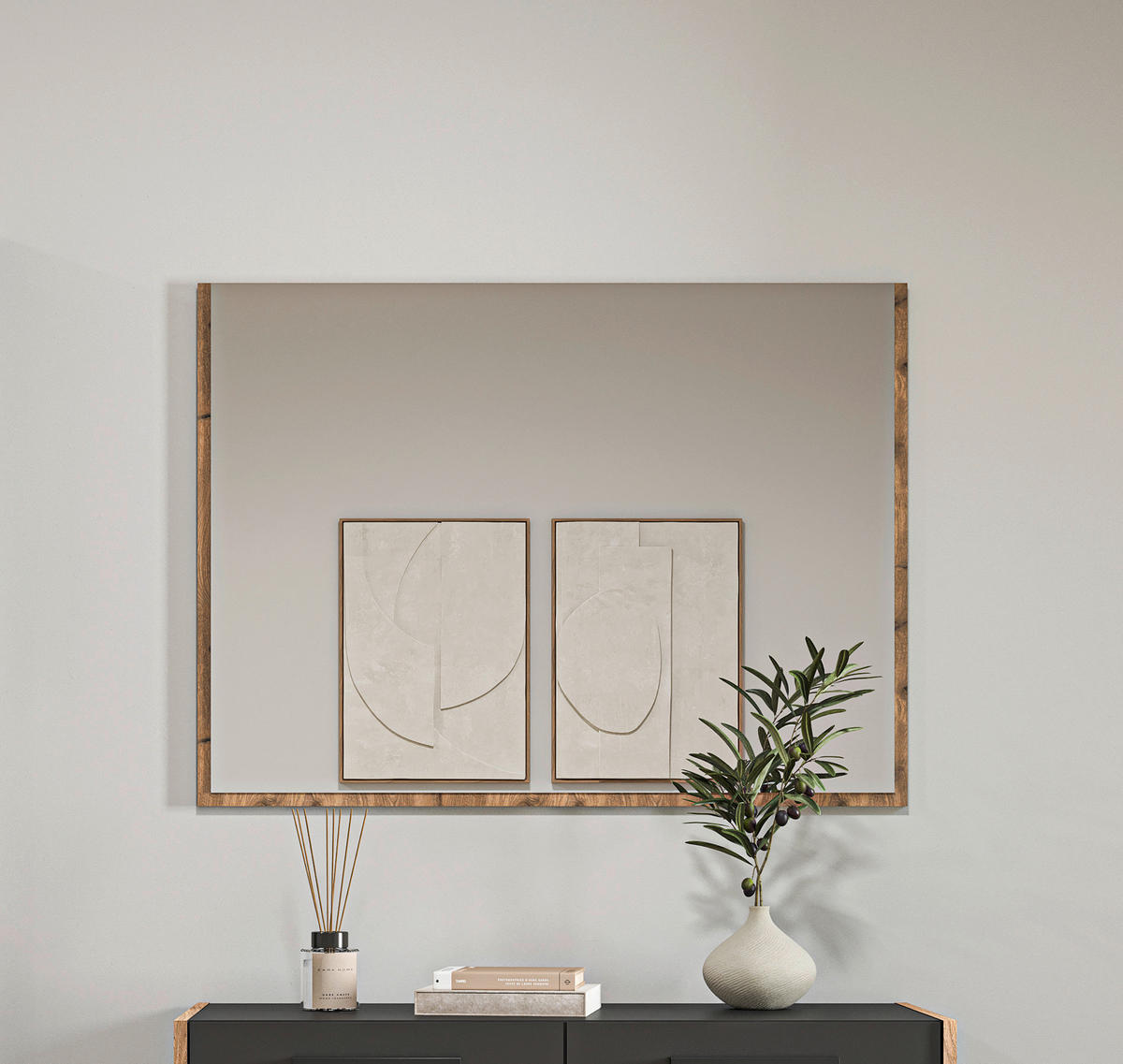 xonox.home Garderobenspiegel Bueno Basalt Nox Oak Nachbildung B/H: ca. 95x70 cm Bueno - Basalt (95,00/70,00cm) - xonox.home