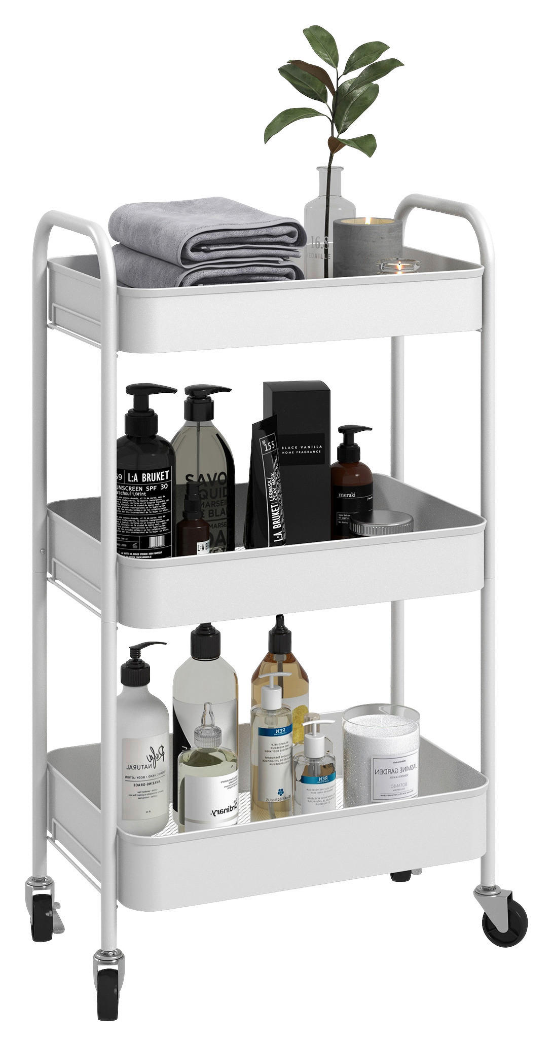 HOMCOM Küchenwagen weiß Polypropylen B/H/L: ca. 30,6x45x79 cm Küchenwagen - weiß (79,00/30,60/45,00cm) - HOMCOM
