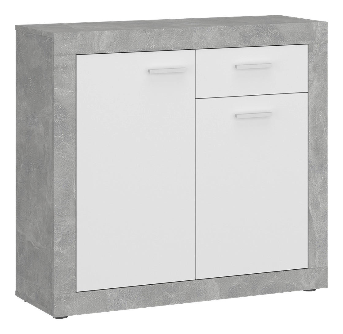 Kommode Focus Beton Optik weiß glänzend B/H/T: ca. 94,2x90x39 cm Focus - Beton/weiß (94,20/90,00/39,00cm)