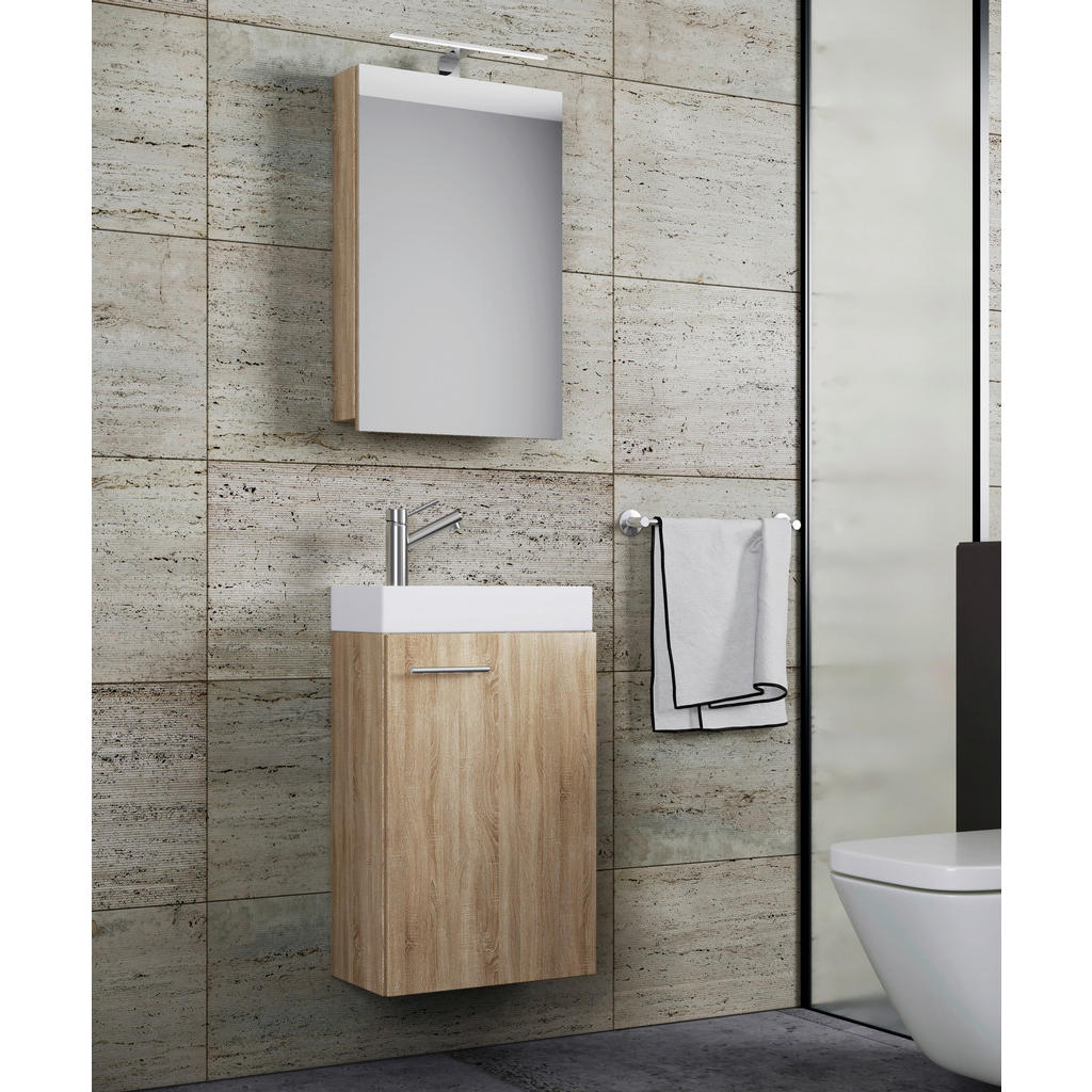 Thumbnail - Waschplatz 4tlg-Slito Eiche Sonoma Nachbildung B/H/T: ca. 41x69,5x22 cm