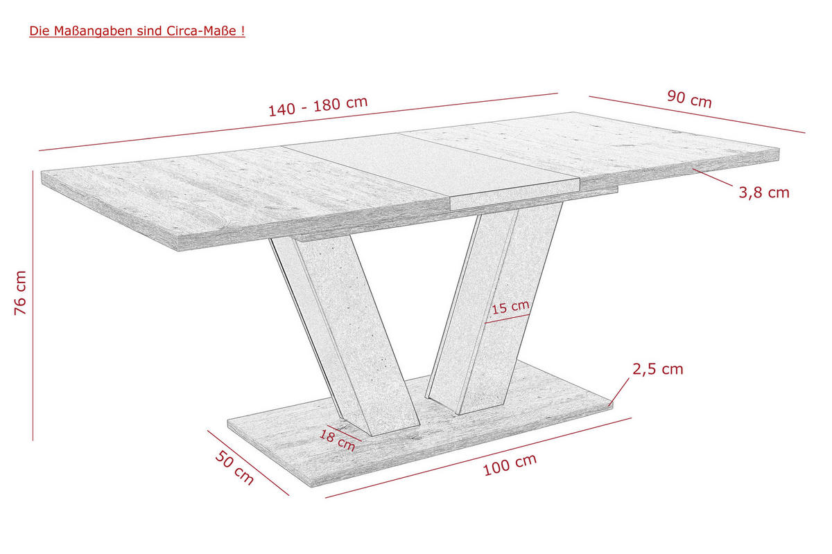 Esstisch Hamm weiß Eiche B/H/T: ca. 180x76x90 cm Hamm - Eiche/weiß (180,00/76,00/90,00cm) - Hela