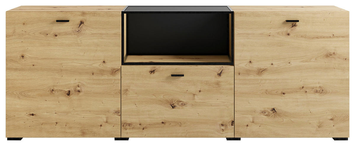 Sideboard FRAME Eiche schwarz B/H/T: ca. 200x75,5x37,5 cm FRAME - Eiche/schwarz (200,00/75,50/37,50cm) - byLIVING