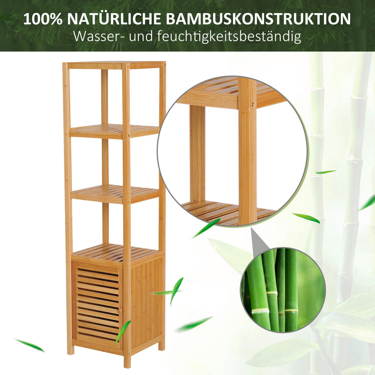 Badschrank natur Edelstahl B/H/L: ca. 33x36x140 cm Badschrank - natur (140,00/33,00/36,00cm) - HOMCOM