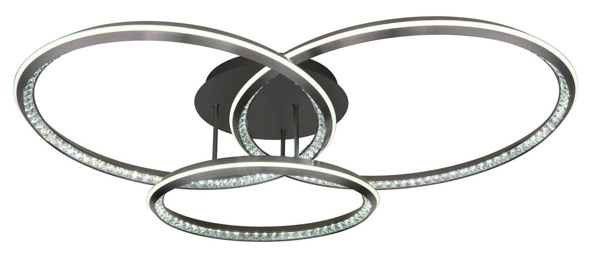 GLOBO LED-Deckenleuchte ALAINA 67329-72 Opal grau klar Kunststoff Metall B/H/L: ca. 109,5x20,5x80,5 cm 1 Brennstellen ALAINA - klar/Opal (80,50/109,50/20,50cm) - GLOBO