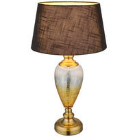 GLOBO Tischleuchte LEILA 24143S schwarz altmessing gold Metall Glas Textil H/D: ca. 66x38 cm E27 1 Brennstellen LEILA - gold/altmessing (38,00/66,00cm) - GLOBO