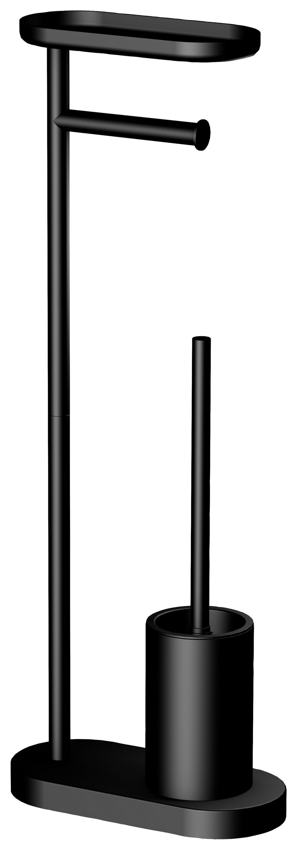 Stand-WC-Garnitur schwarz Edelstahl Stand-WC-Garnitur_3in1 schwarz - schwarz (12,00/68,00/26,00cm)