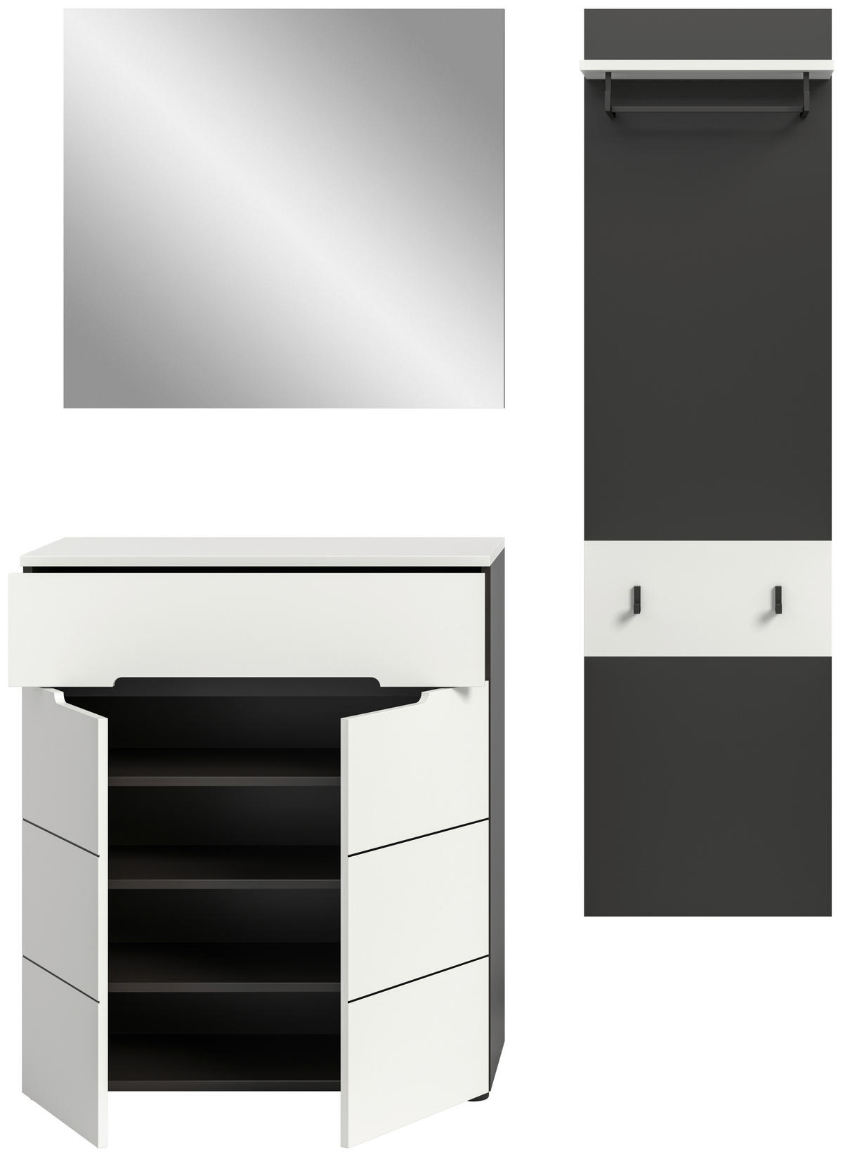 Garderobe Canu basaltgrau Nachbildung weiß B/H/T: ca. 140x190x37 cm Canu - weiß/basaltgrau (140,00/190,00/37,00cm) - xonox.home