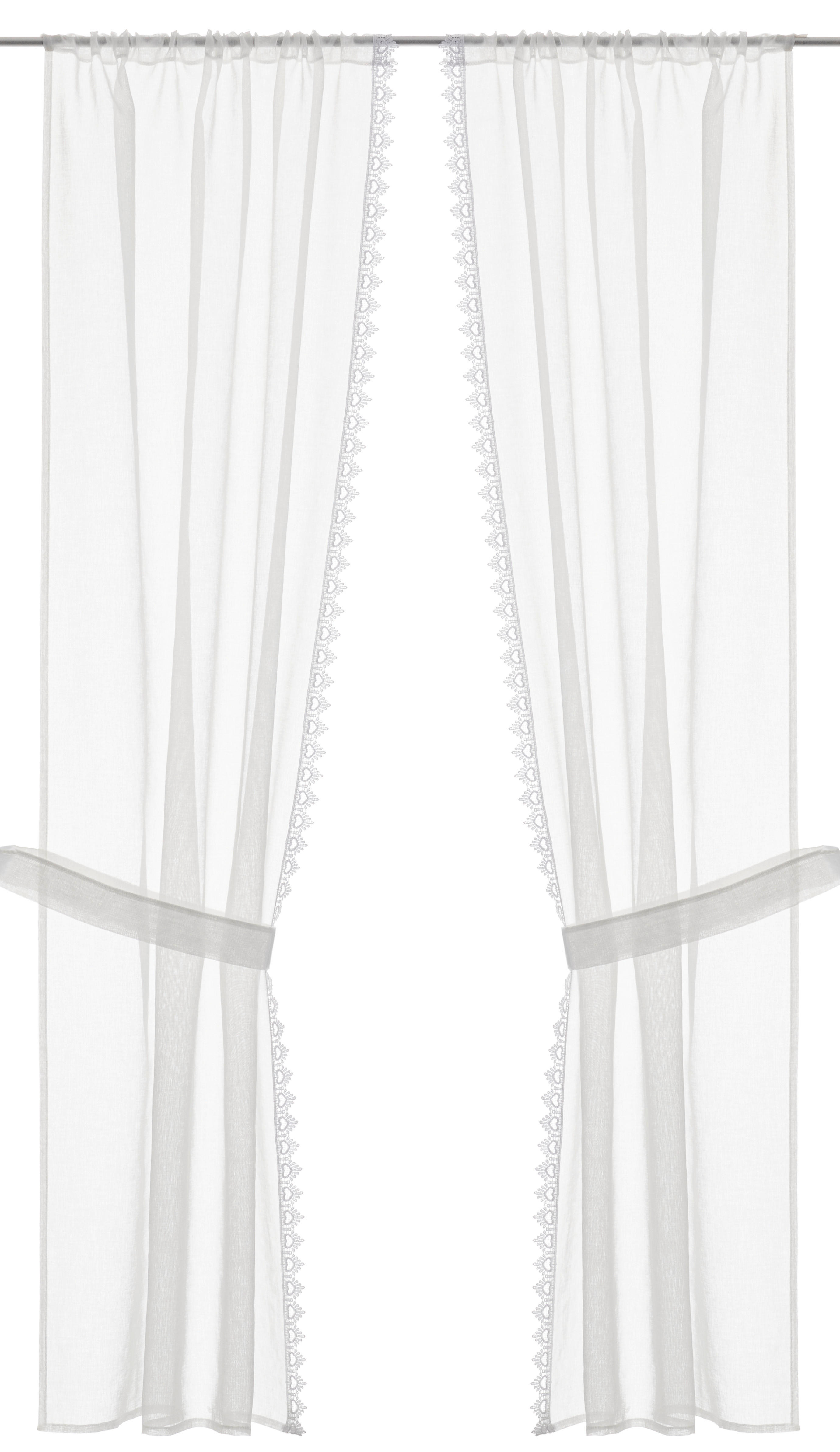 Thumbnail - CASA CREATION Landhausgardine Nishay wollweiß B/L: ca. 75x160 cm