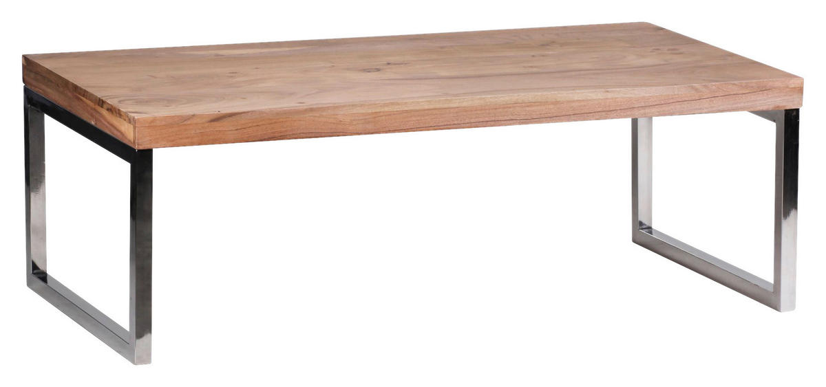 Couchtisch natur Chrom B/H/T: ca. 120x40x60 cm Couchtisch - natur/Chrom (120,00/40,00/60,00cm) - Wohnling