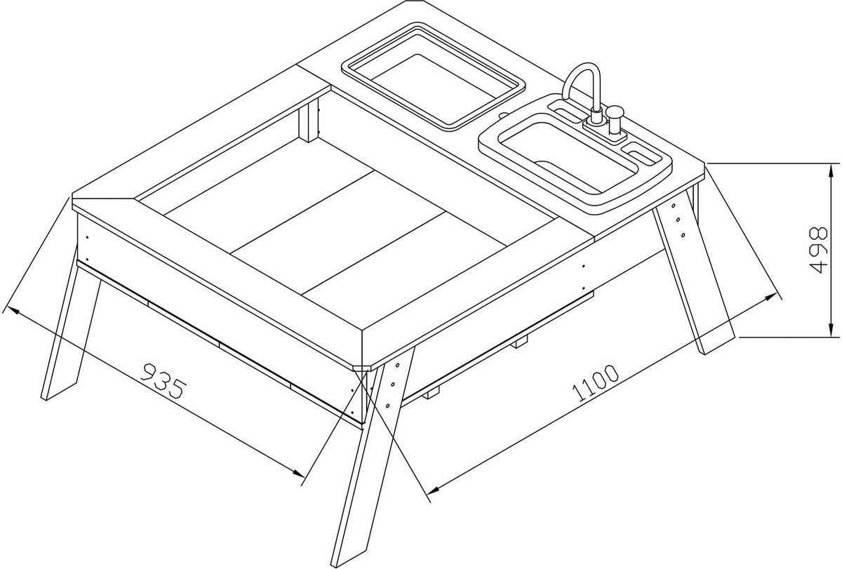 AXI Sand & Wassertisch Linda braun B/H/L: ca. 94x50x125 cm Linda - braun/blau (125,00/94,00/50,00cm) - AXI