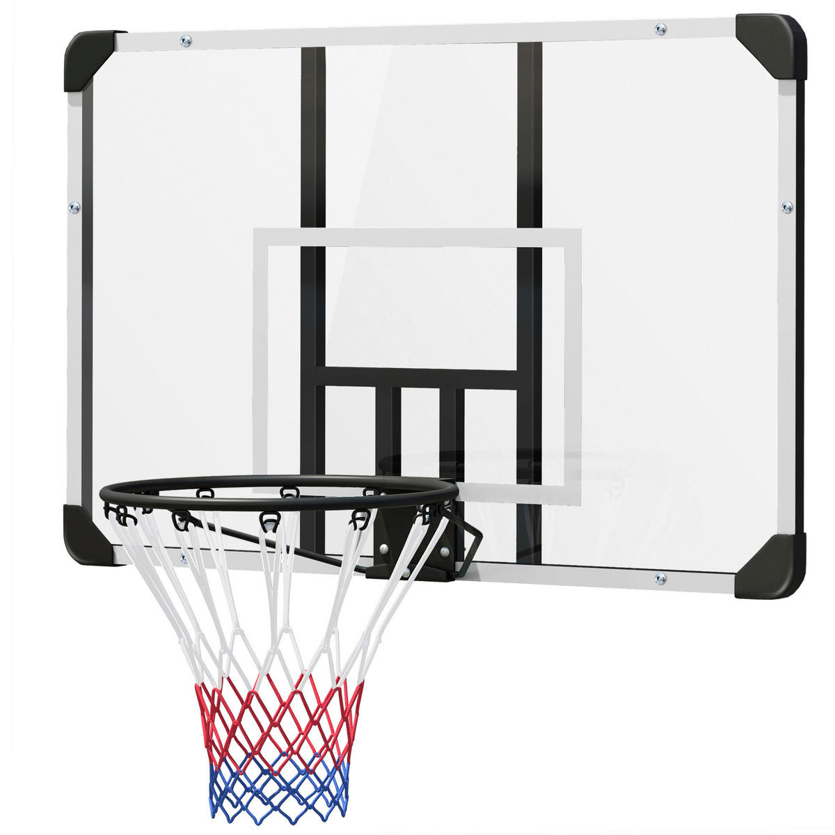 SPORTNOW Basketballkorb transparent Stahl B/H/L: ca. 61x73x113 cm Basketballkorb - weiß/schwarz (113,00/61,00/73,00cm) - SPORTNOW
