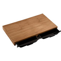 Kesper Schneidbrett natur Holz Bambus B/H/L: ca. 28,5x4,5x50 cm Schneidbrett_mit_Auffangschalen - natur/schwarz (50,00/28,50/4,50cm) - Kesper