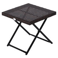 Outsunny Gartentisch braun Metall B/H/L: ca. 40x40x40 cm Polyrattan_Gartentisch - braun (40,00/40,00/40,00cm) - Outsunny