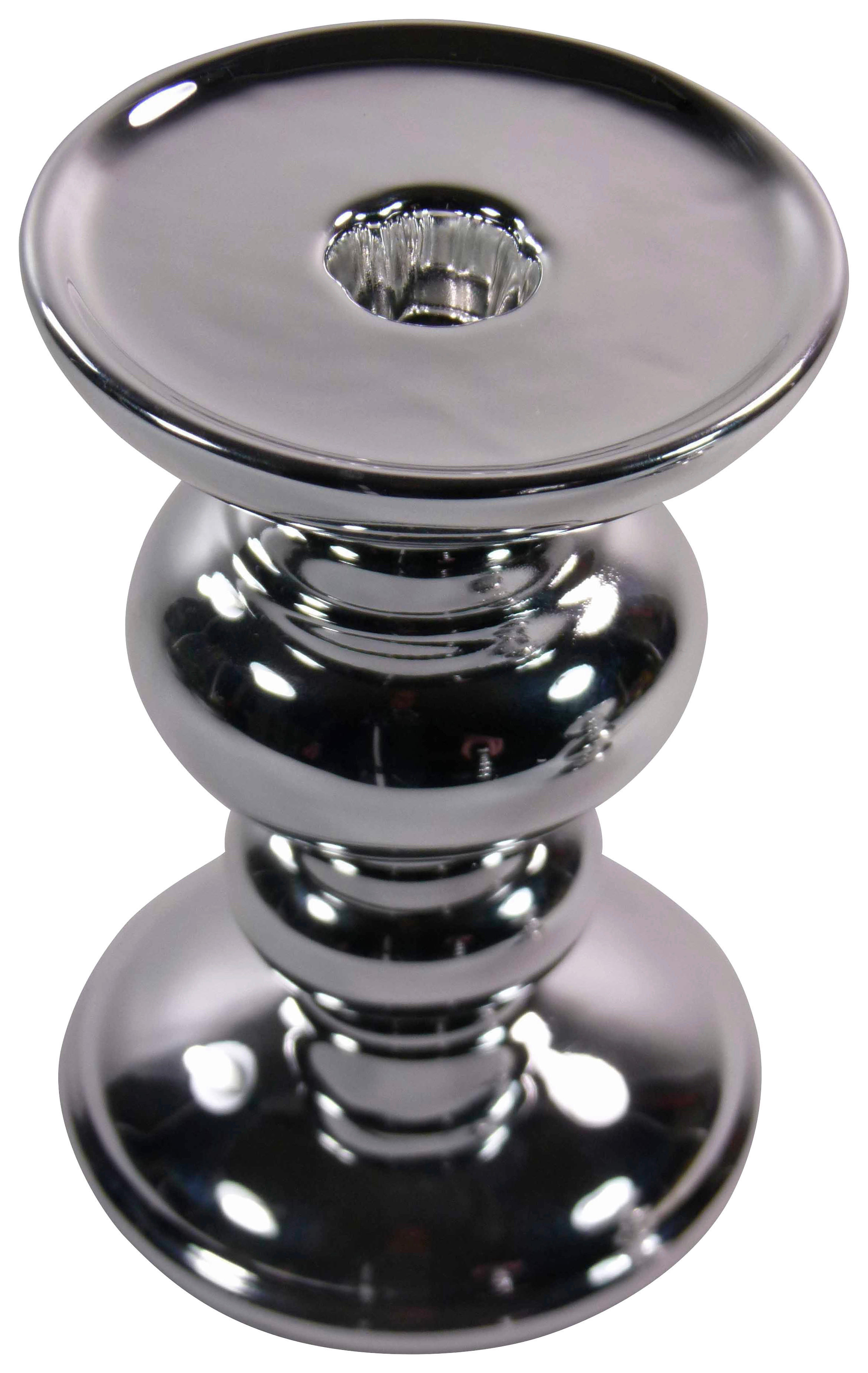 Leuchter silber Keramik B/H/L: ca. 9x15x9 cm Leuchter_Candle-Light - silber (9,00/9,00/15,00cm)