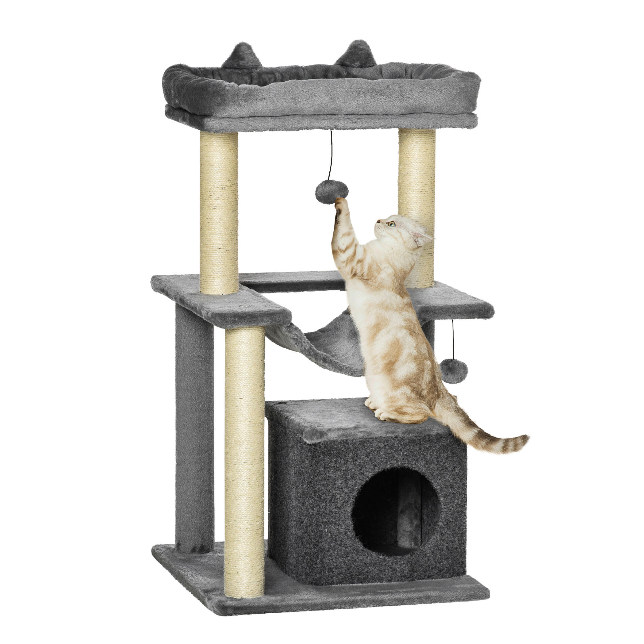 PawHut Kratzbaum grau Spanplatte B/H/L: ca. 48x48x90 cm Kratzbaum - grau (90,00/48,00/48,00cm) - PawHut