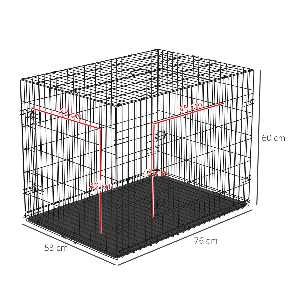 PawHut Transportkäfig schwarz Eisen B/H/L: ca. 53x57x76 cm Transportkäfig für Kleintiere - schwarz (76,00/53,00/57,00cm) - PawHut