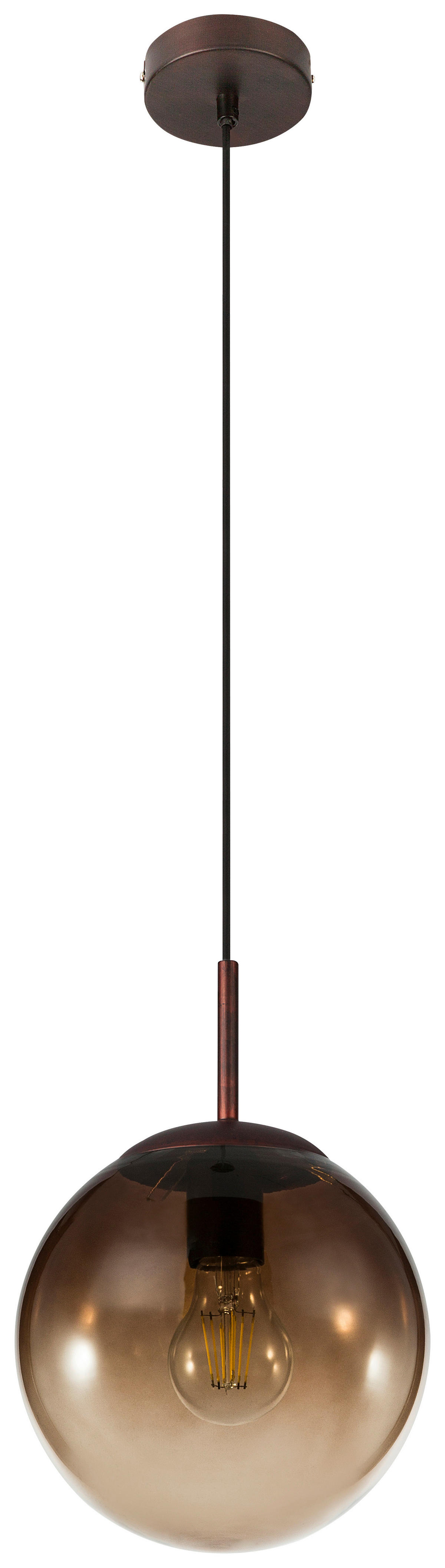 GLOBO Pendelleuchte 15865 braun amber Glas Metall H/D: ca. 120x20 cm E27 1 Brennstellen Pendelleuchte_Varus braun/amber - braun/amber (20,00/120,00cm) - GLOBO