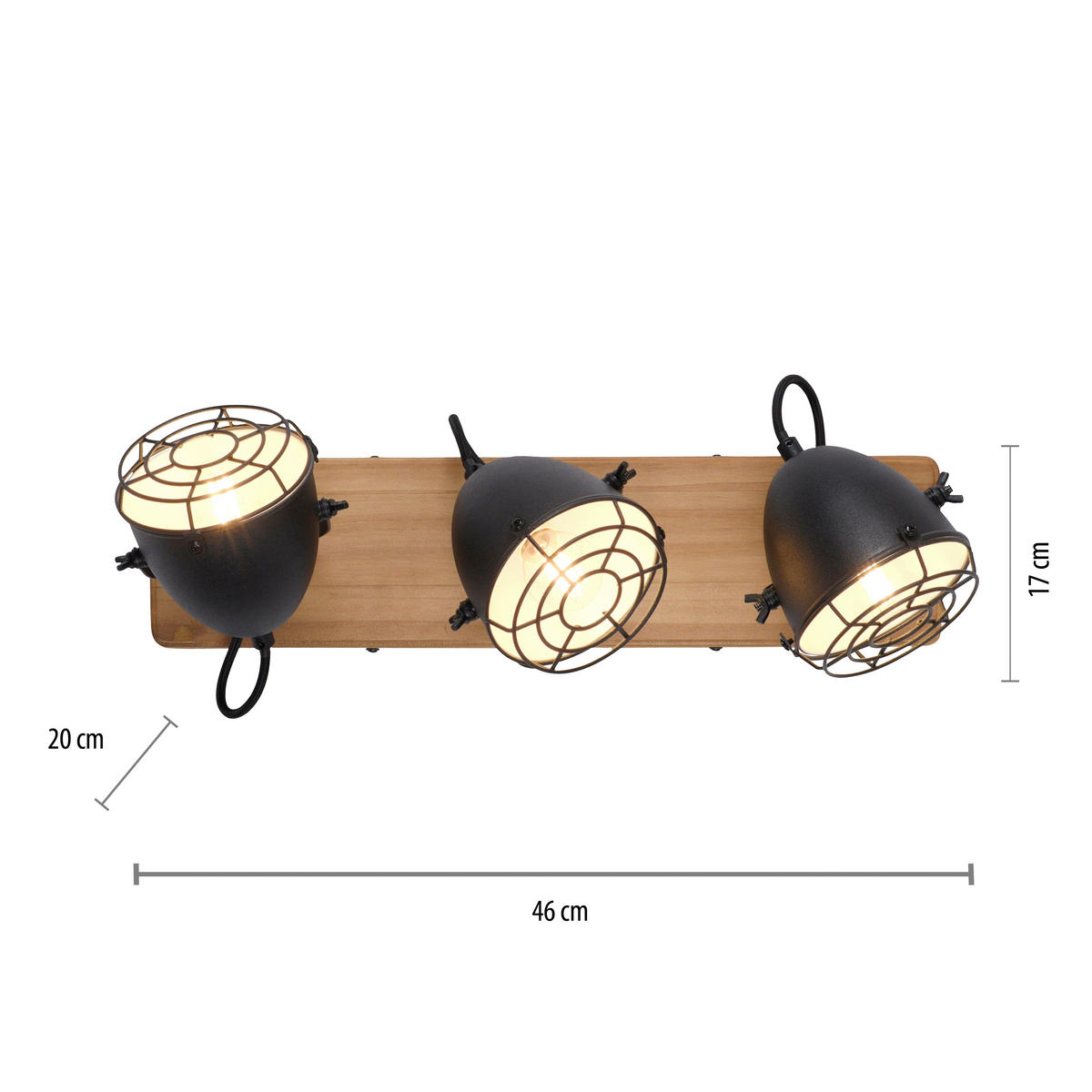 Just Light Spot-Balken BEETLE 15173-18 natur schwarz Holz Metall B/T: ca. 46x17 cm E14 3 Brennstellen BEETLE - natur/schwarz (46,00/17,00cm) - Just Light