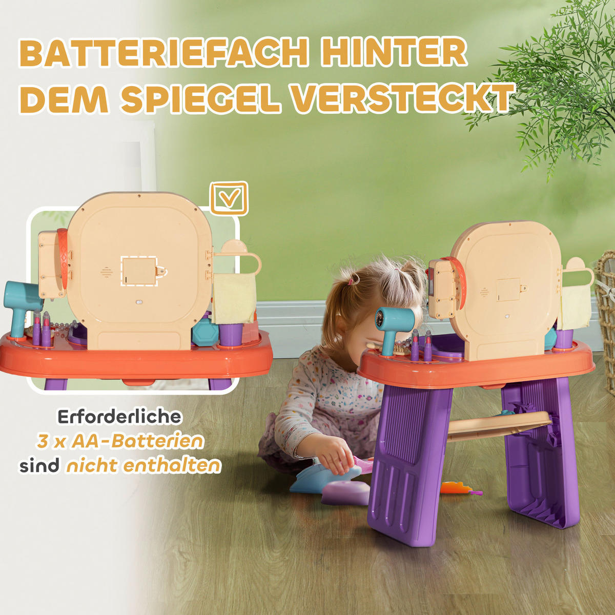 AIYAPLAY Kinder Schminktisch Set B/H/L: ca. 29x71x55 cm Kinder Schminktisch Set - violett (55,00/29,00/71,00cm) - AIYAPLAY