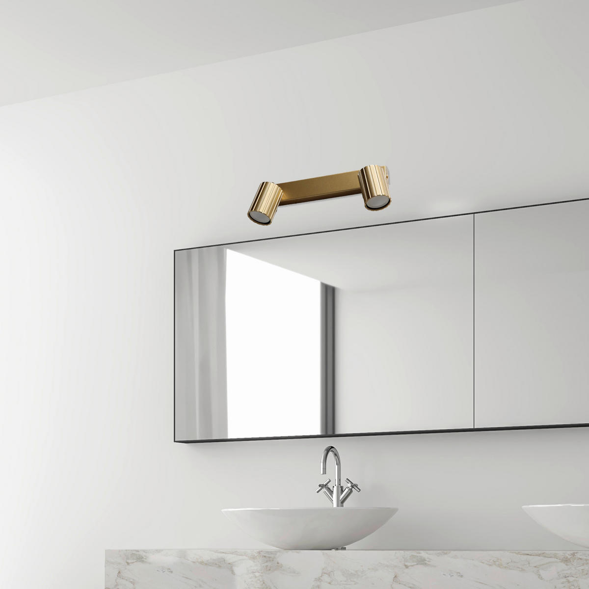 Lamkur Strahler gold Stahl B/H/L: ca. 6,5x16,5x30 cm 2 Brennstellen Prisma - gold (30,00/6,50/16,50cm) - Lamkur