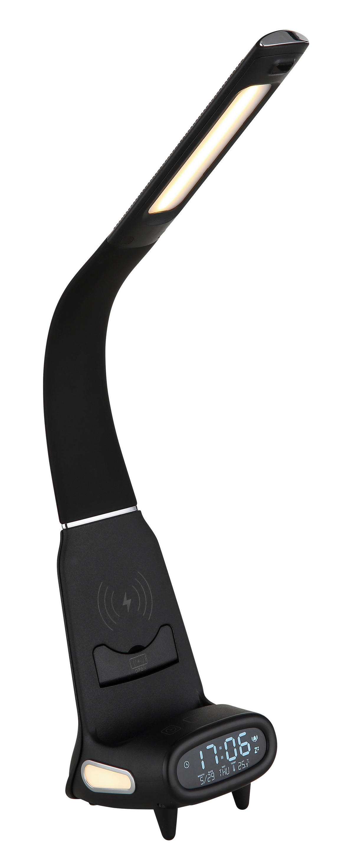 GLOBO Tischleuchte Satiniert schwarz Chrom PVC Kunststoff B/H/L: ca. 10x50x25 cm 1 Brennstellen MALIK - schwarz/Satiniert (25,00/10,00/50,00cm) - GLOBO