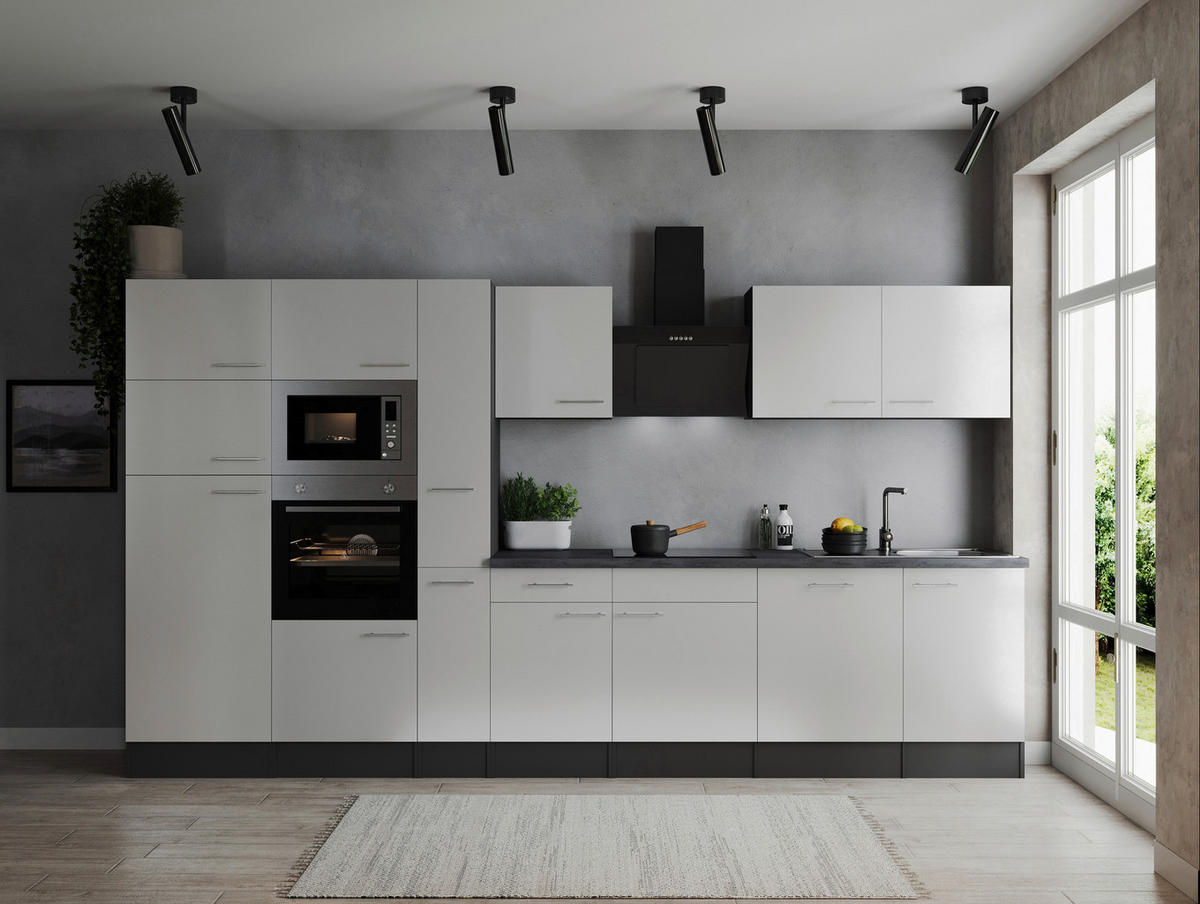 Küchenblock Oliver B/H/T: ca. 370x205x60 cm Oliver - weiß/granit (370,00/205,00/60,00cm) - Respekta