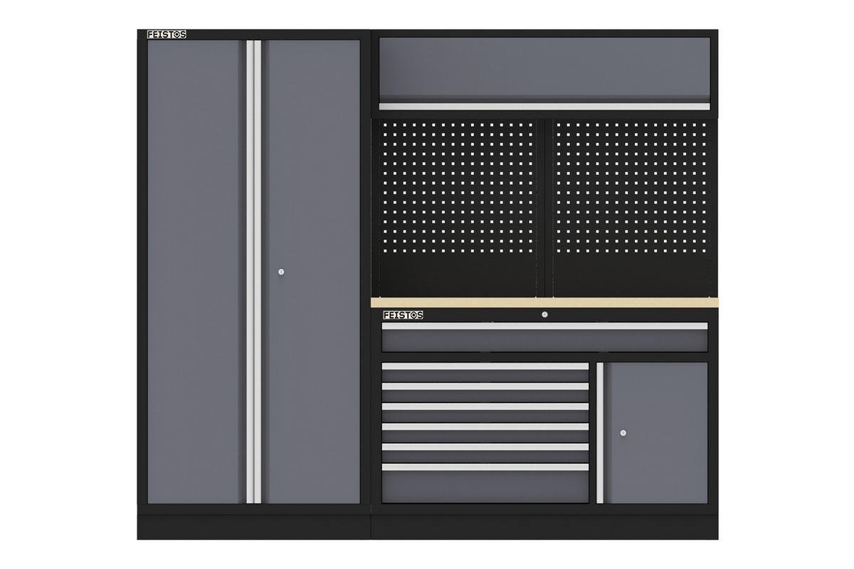 Werkstatteinrichtung Apollo anthrazit B/H/L: ca. 228x200x46 cm Apollo - schwarz/anthrazit (46,00/228,00/200,00cm) - Feistos