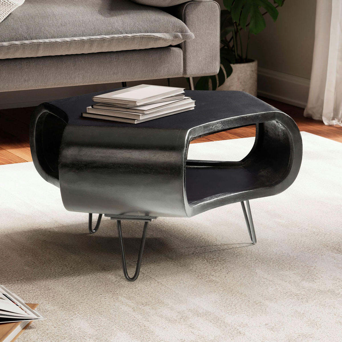 Couchtisch schwarz B/H/T: ca. 60x35x60 cm Couchtisch - schwarz (60,00/35,00/60,00cm) - Wohnling