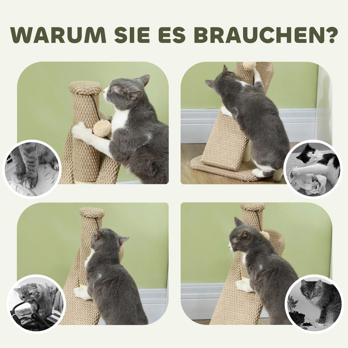 PawHut Kratzstamm braun Polyester B/H/L: ca. 33x54x33 cm Kratzstamm - braun (33,00/33,00/54,00cm) - PawHut