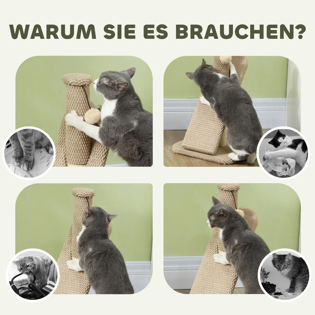 Thumbnail - PawHut Kratzstamm braun Polyester B/H/L: ca. 33x54x33 cm