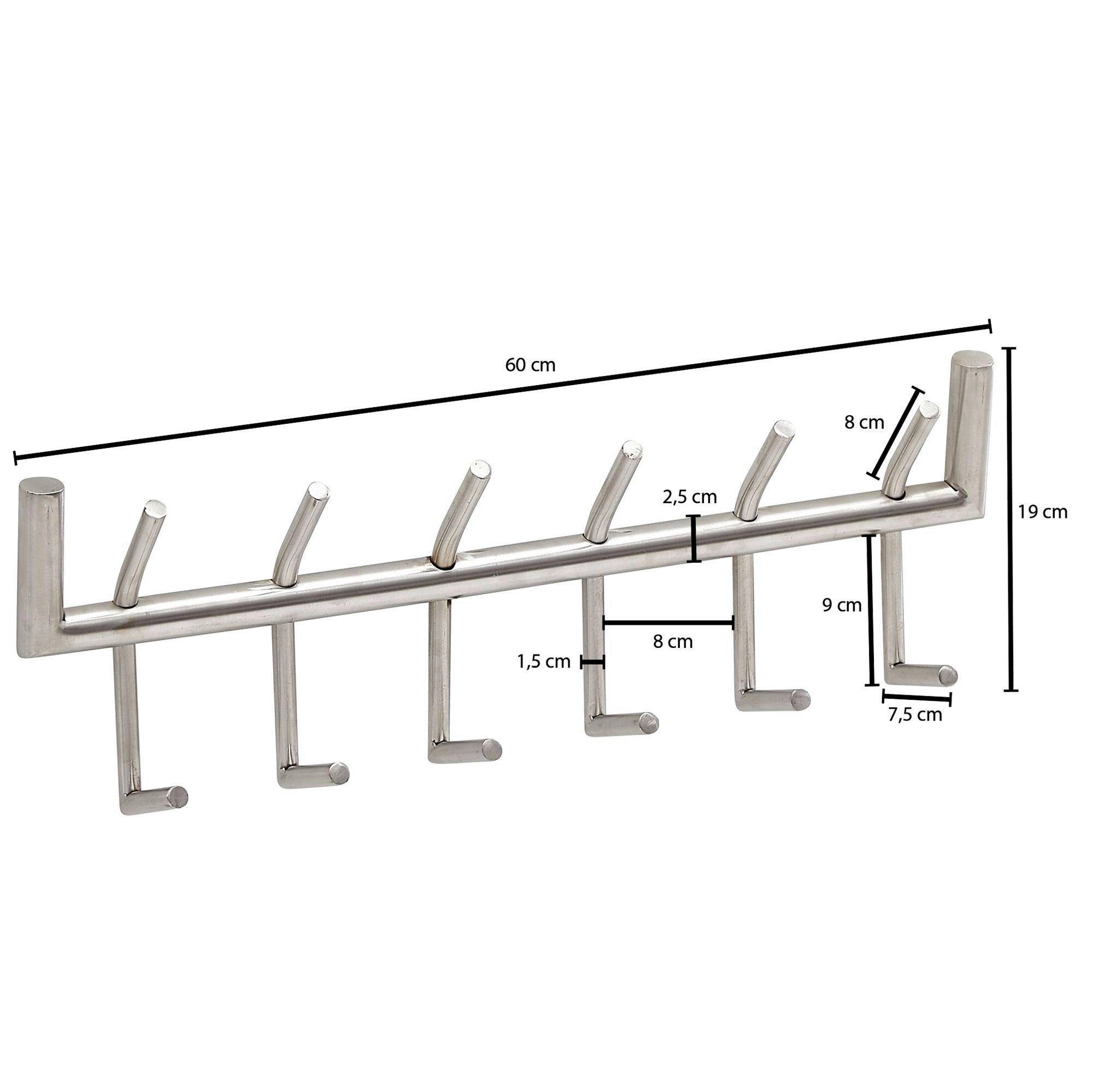 Garderobe Stahl poliert B/H/T: ca. 60x19x10 cm Garderobe - Stahl (60,00/19,00/10,00cm) - Wohnling