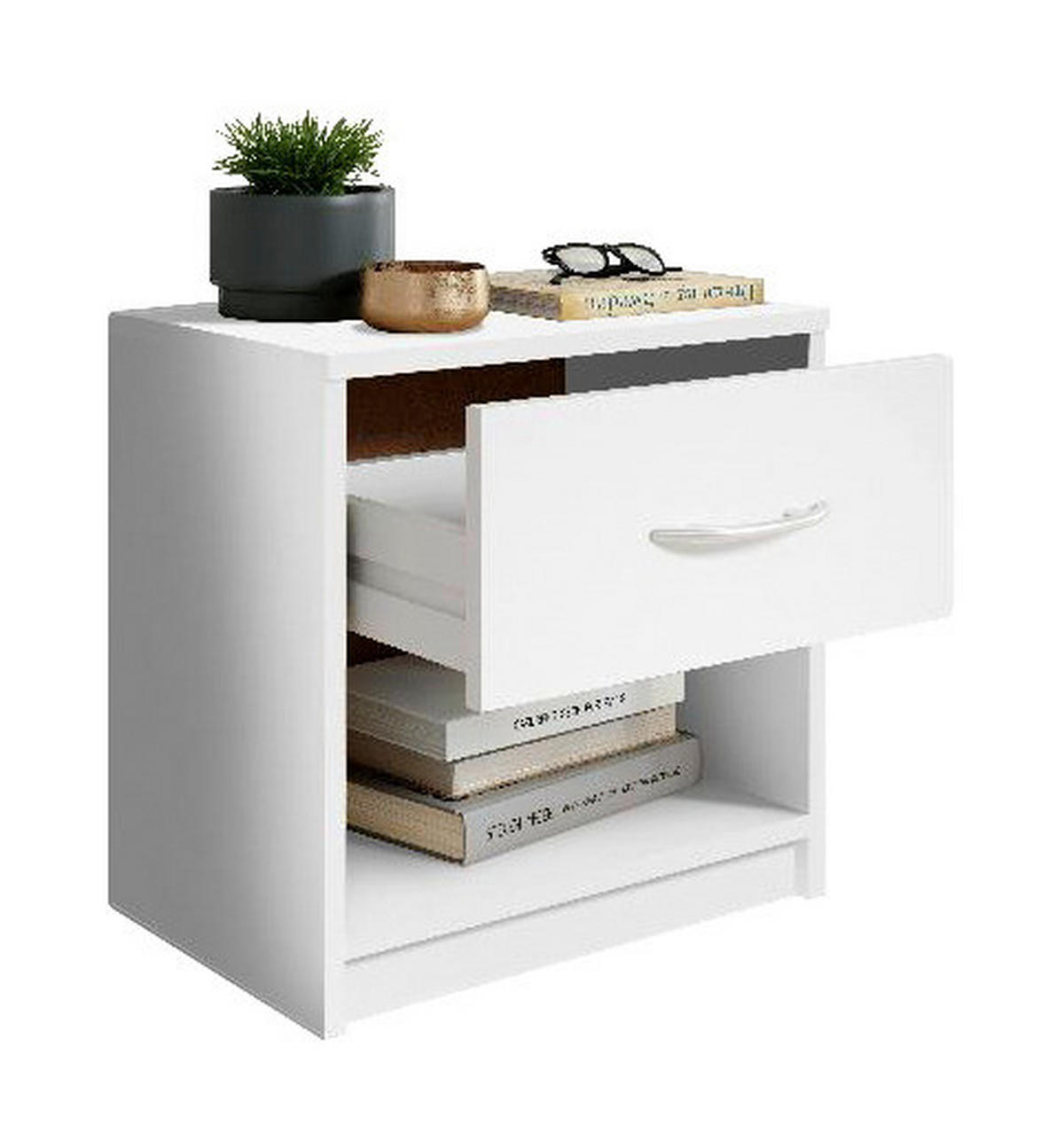 Nachtkonsole Pepe weiß B/H/T: ca. 39x41x28 cm Pepe - braun/weiß (39,00/41,00/28,00cm)