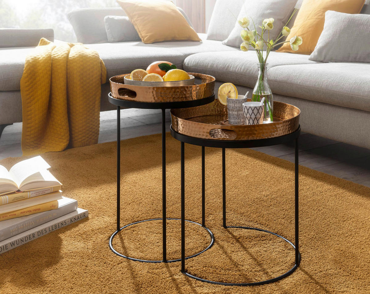 Beistelltisch 2er-Set. gold Metall B/H/T: ca. 38x45x38 cm 2er-Set. - gold (38,00/45,00/38,00cm) - Wohnling