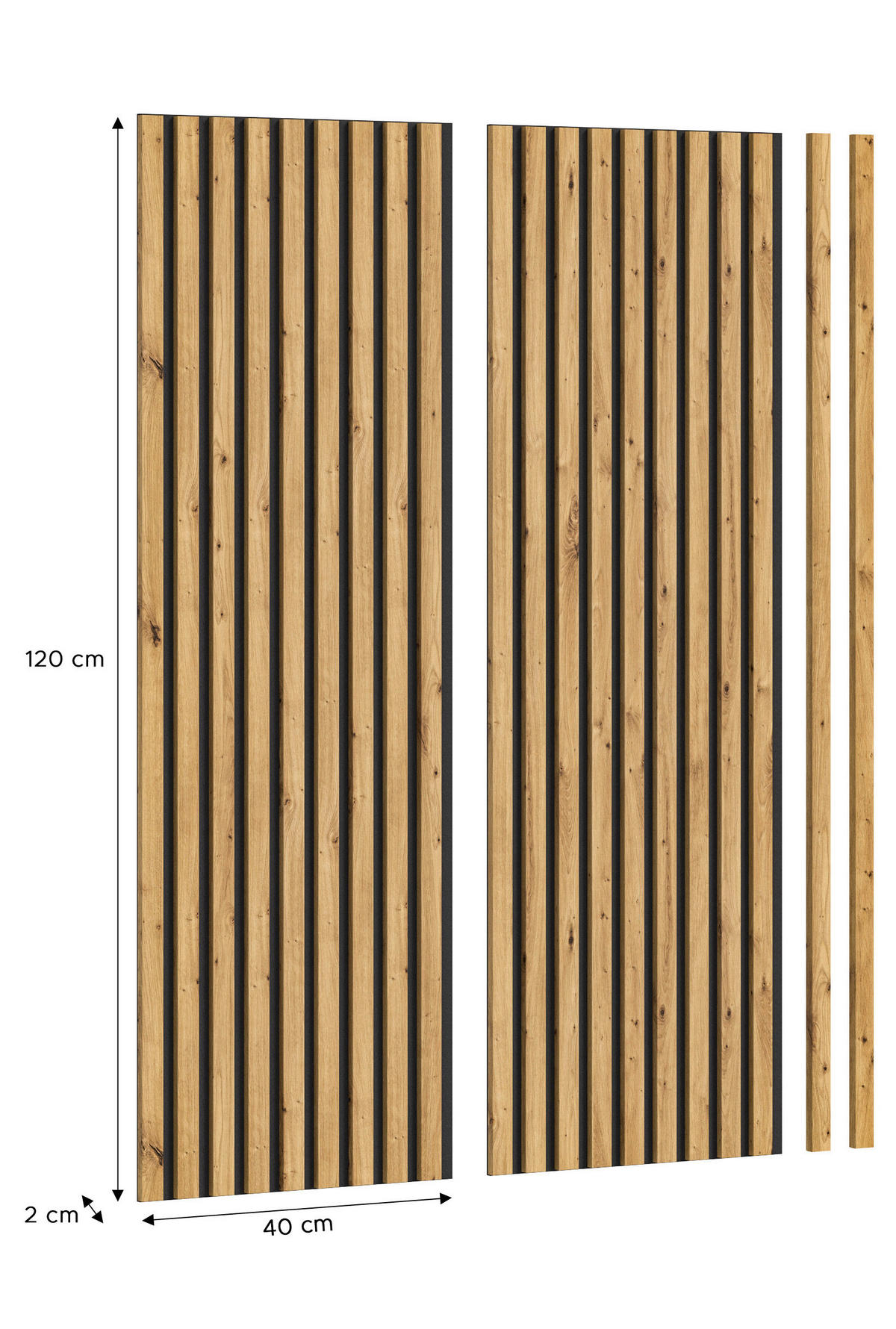 Paneel SILENCE 2er-Set Eiche Artisan Nachbildung anthrazit B/H/T: ca. 40x120x2 cm SILENCE 2er-Set - Eiche/anthrazit (40,00/120,00/2,00cm) - xonox.home
