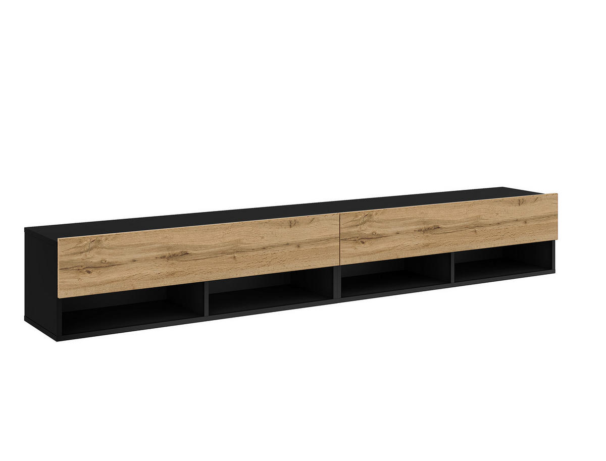 TV-Lowboard TV LOWBOARD DERBY 200 schwarz Eiche Wotan Nachbildung B/H/T: ca. 200x32,5x31,5 cm TV LOWBOARD DERBY 200 - Eiche/schwarz (200,00/32,50/31,50cm) - WIPMEB