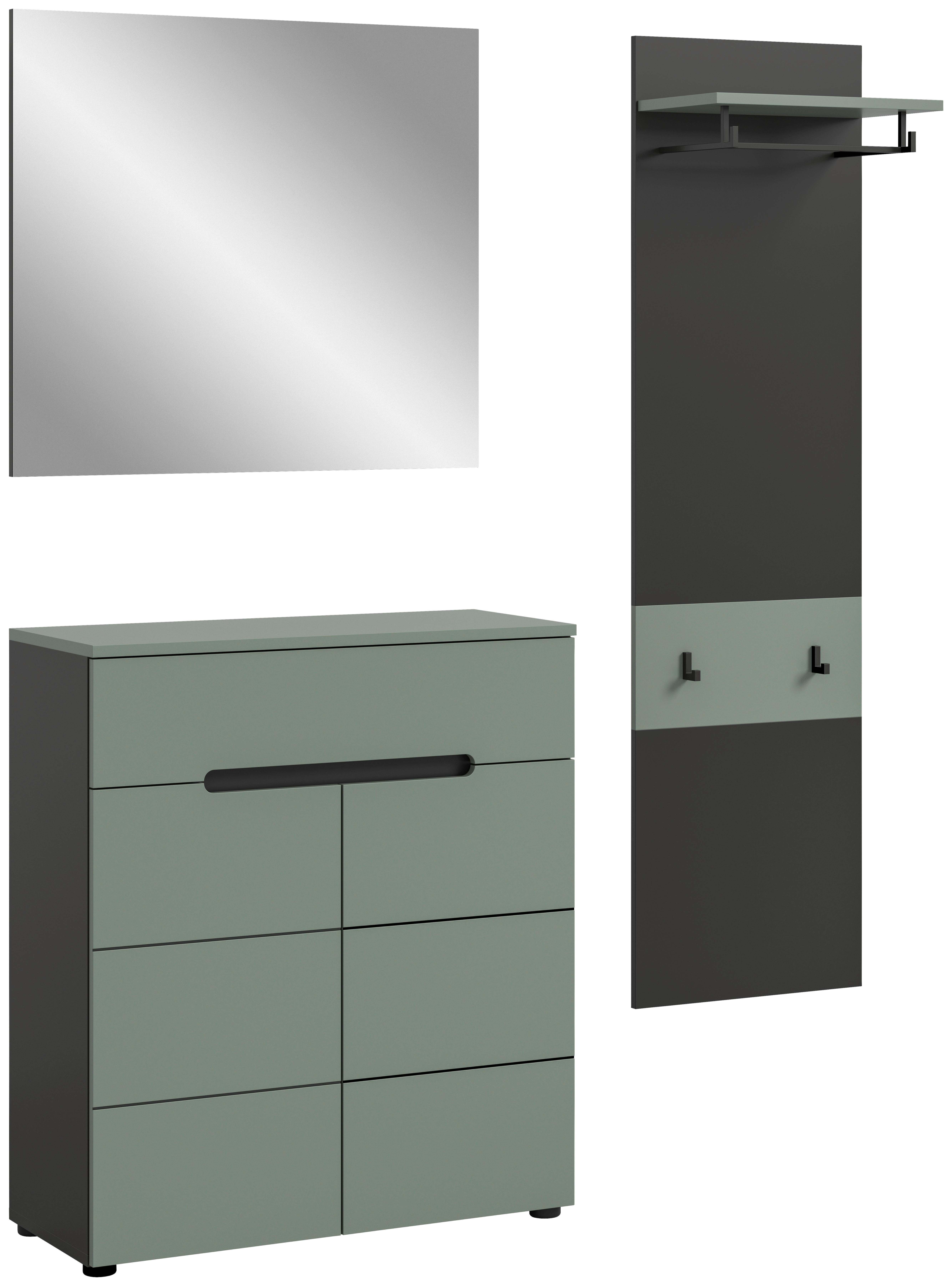 Garderobe Canu grün basaltgrau Nachbildung B/H/T: ca. 140x190x37 cm Canu - basaltgrau/grün (140,00/190,00/37,00cm) - xonox.home