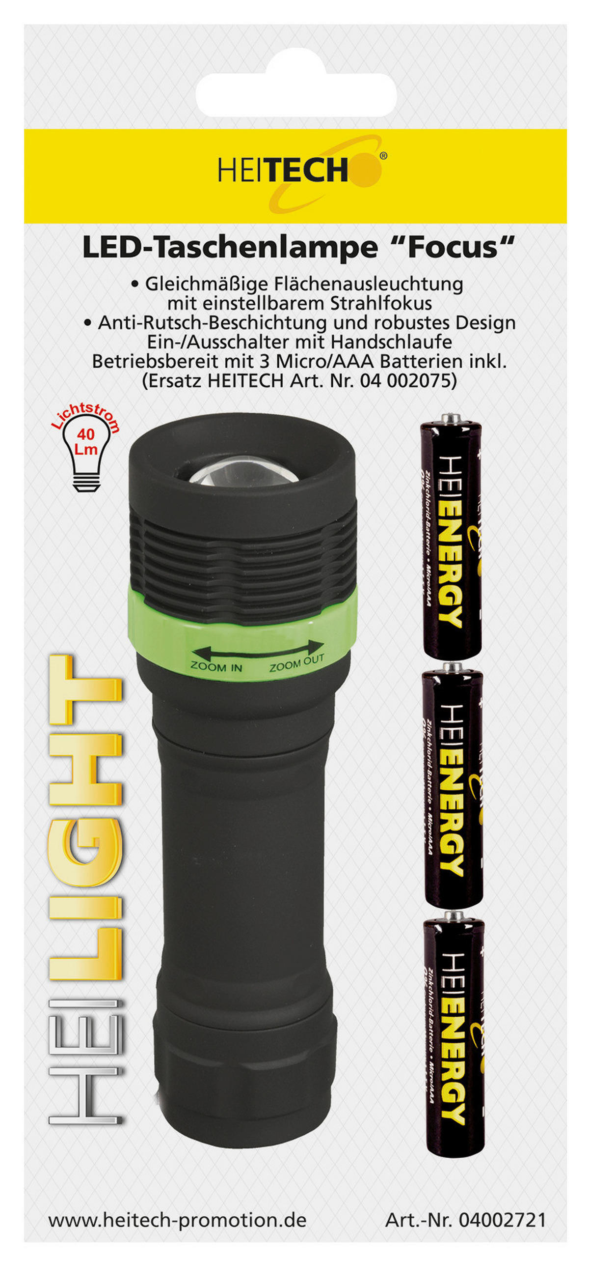 Heitech Taschenlampe 04002721 schwarz LED-Taschenlampe_Focus_Heitech - schwarz (3,60cm) - Heitech