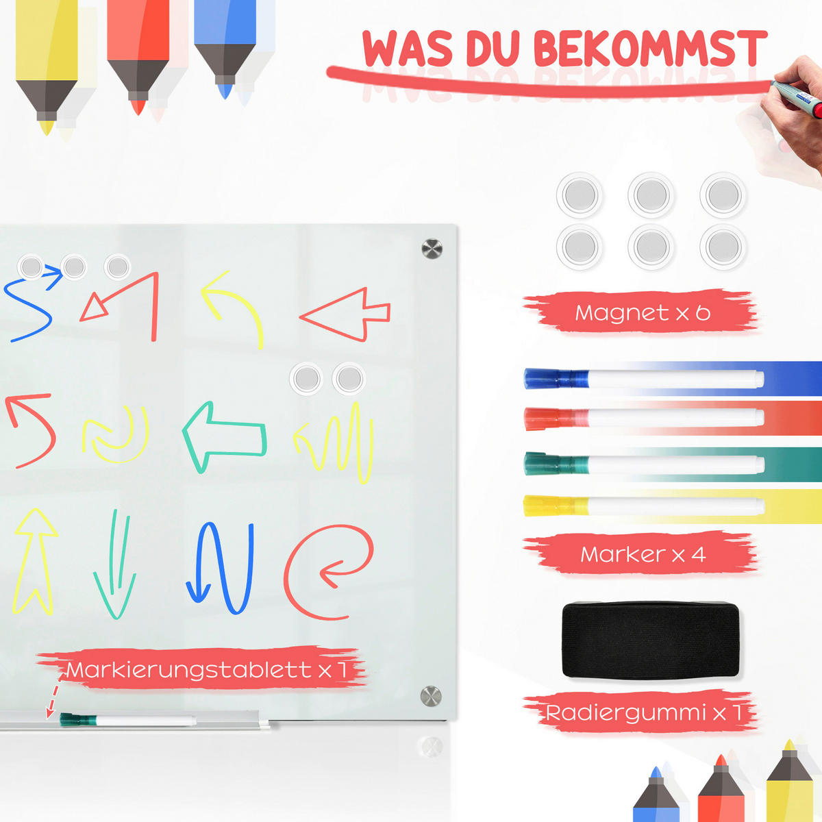 Vinsetto Wandboard Magnettafel - weiß (0,40/60,00/90,00cm) - Vinsetto