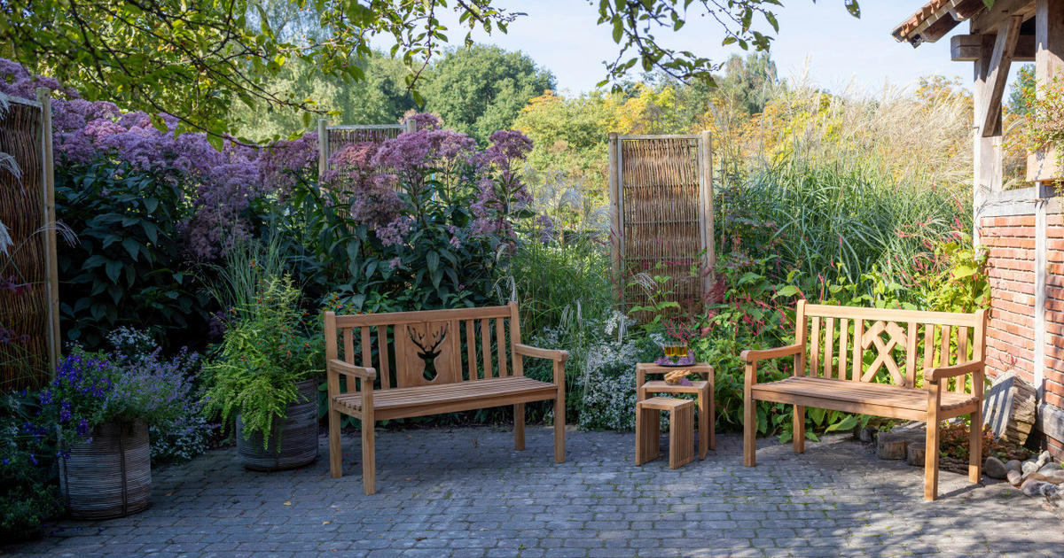 deVries Gartenbank Woodie natur Teakholz B/H/T: ca. 120x89x60 cm Woodie - natur (120,00/89,00/60,00cm) - deVries